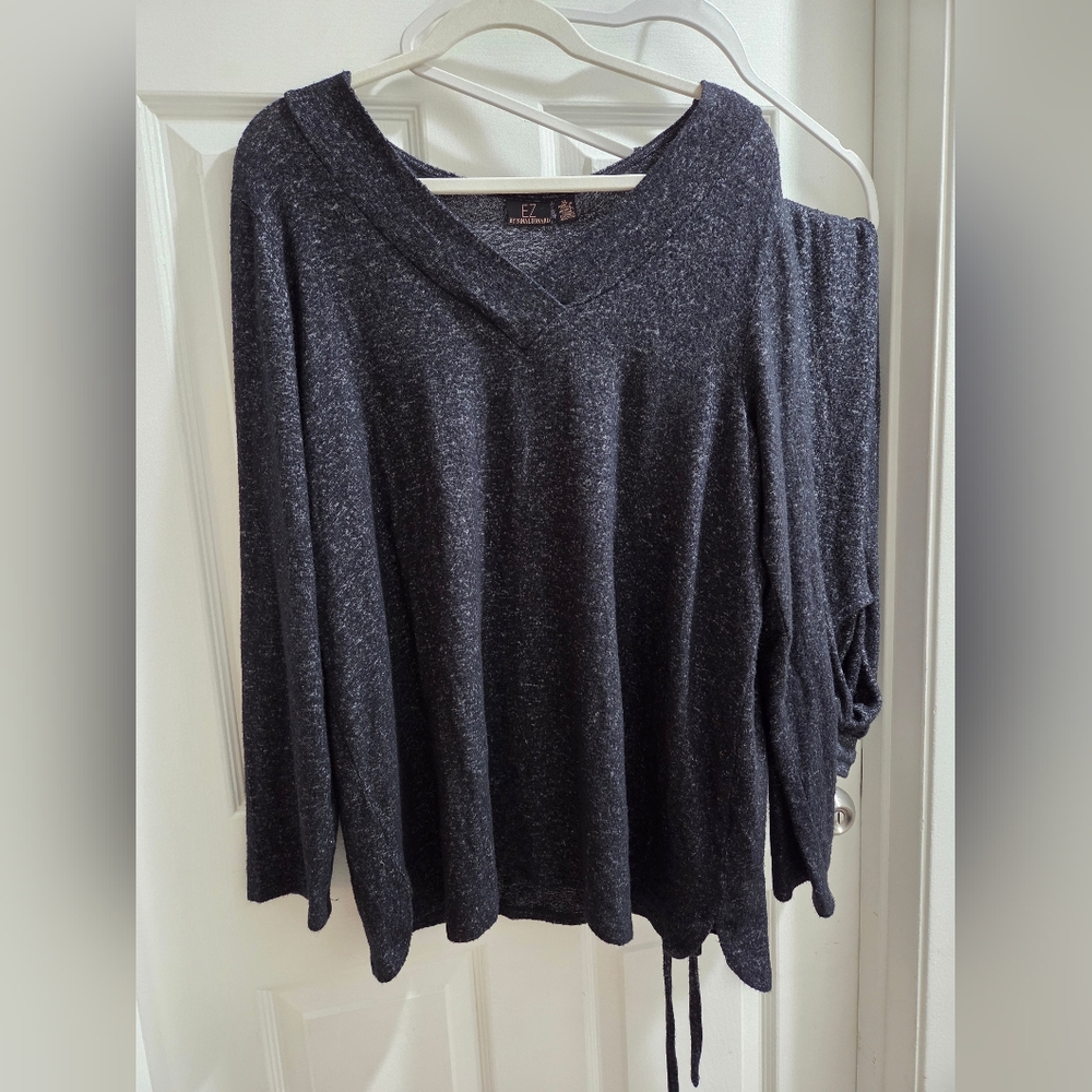 EZ By Nina Leonard Black Lounge Set - Long Sleeve Top & Pants